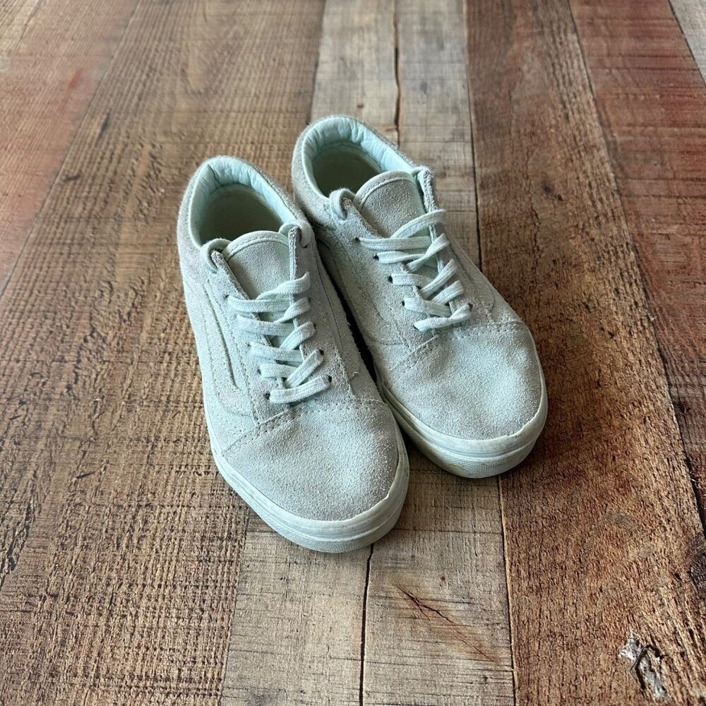 Kids Vans Old Skool Suede Sneakers Size 12 US - Mint Blue Green